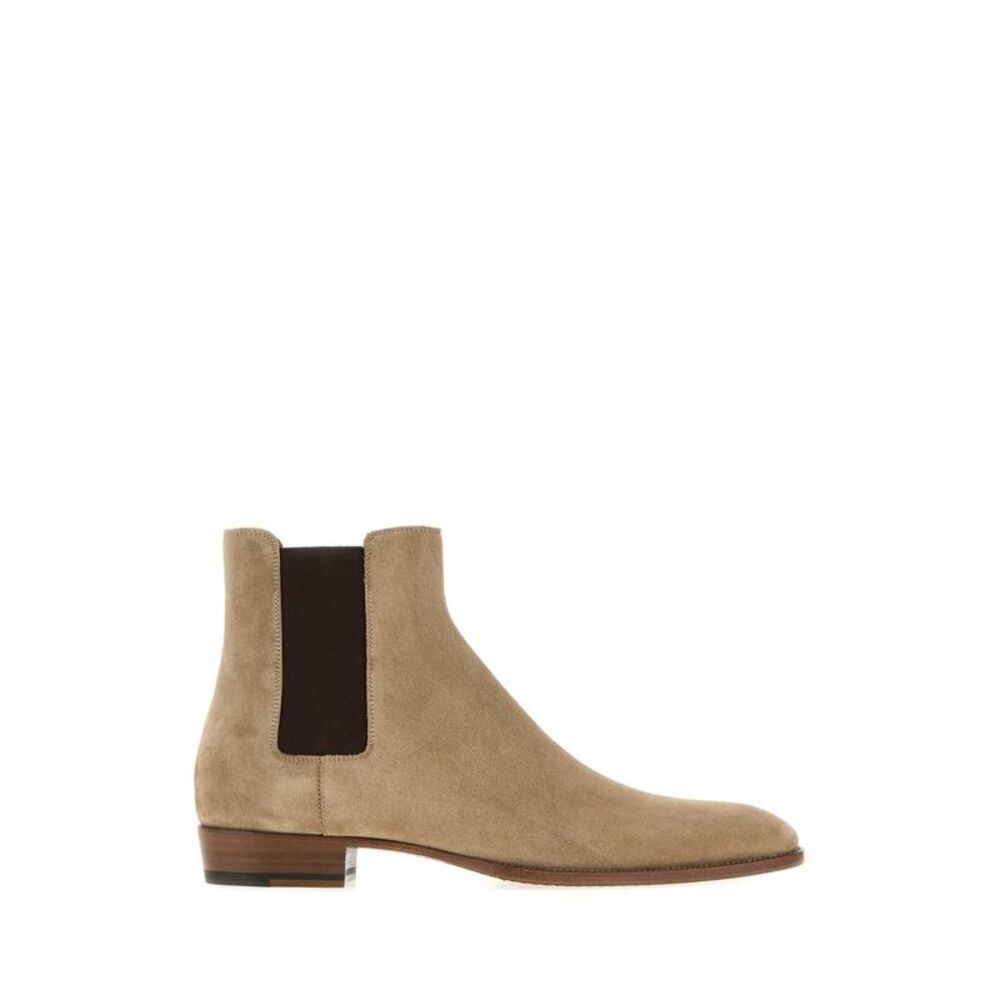 Saint Laurent Men Cappuccino Suede Ankle Boots